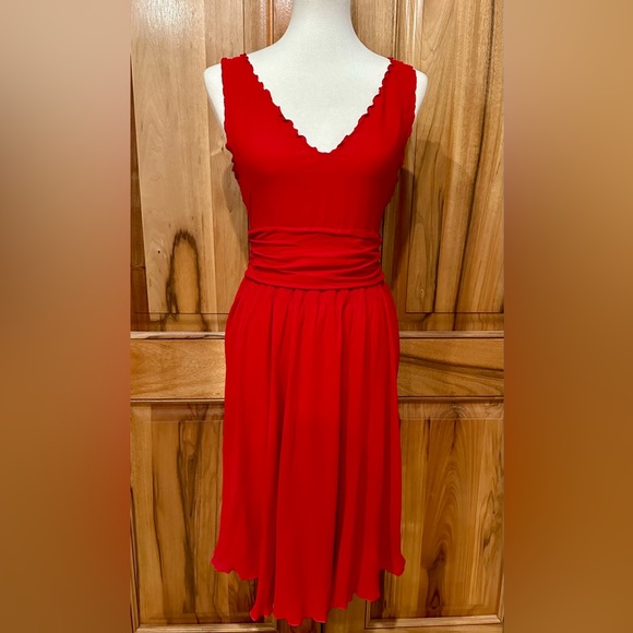 Emporio Armani - Red Silk Dress - made in Italy - EUC - size 8 - Picture 2 of 16